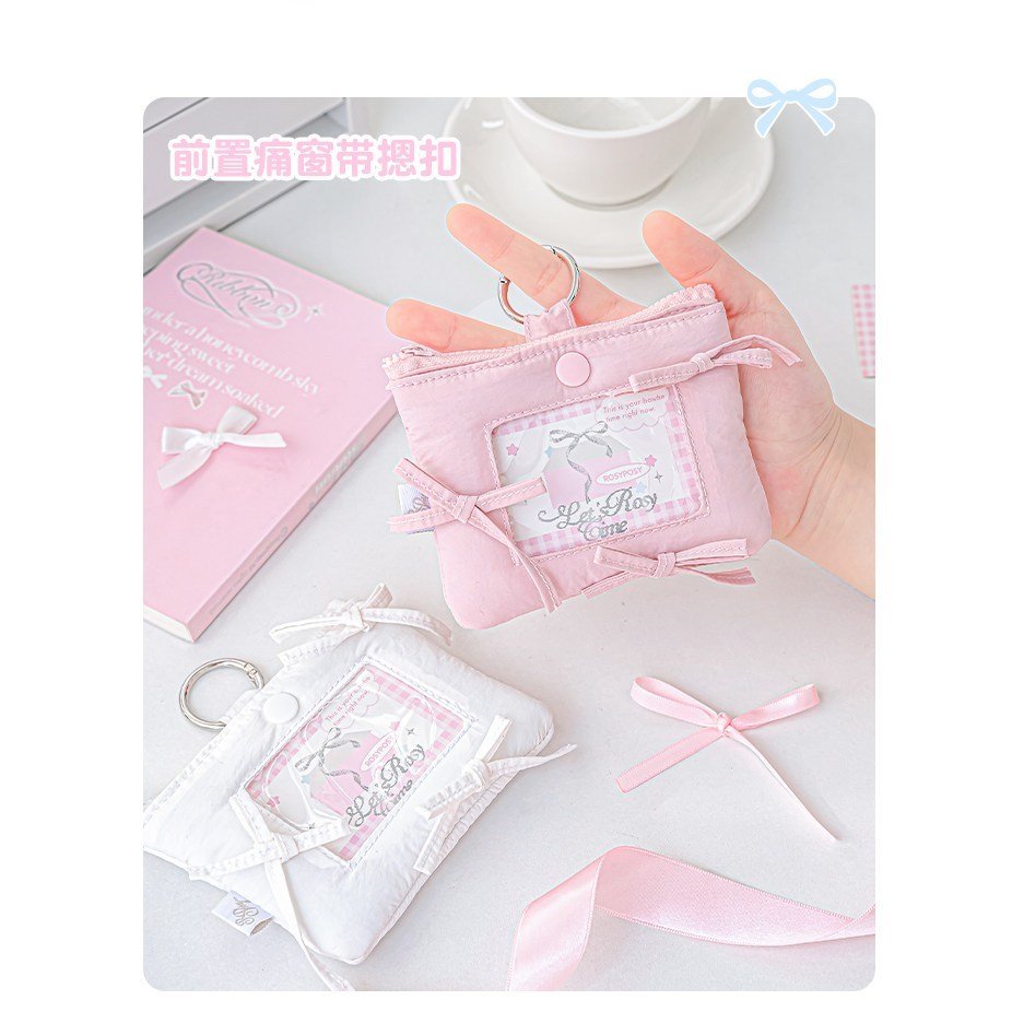 2-in-1 Card Holder Coin Purse Ballet Bow Padded Photocard Holder INS Aesthetic ID Card Case Student Card Holder Photo Storage Bag Charm - Image 9