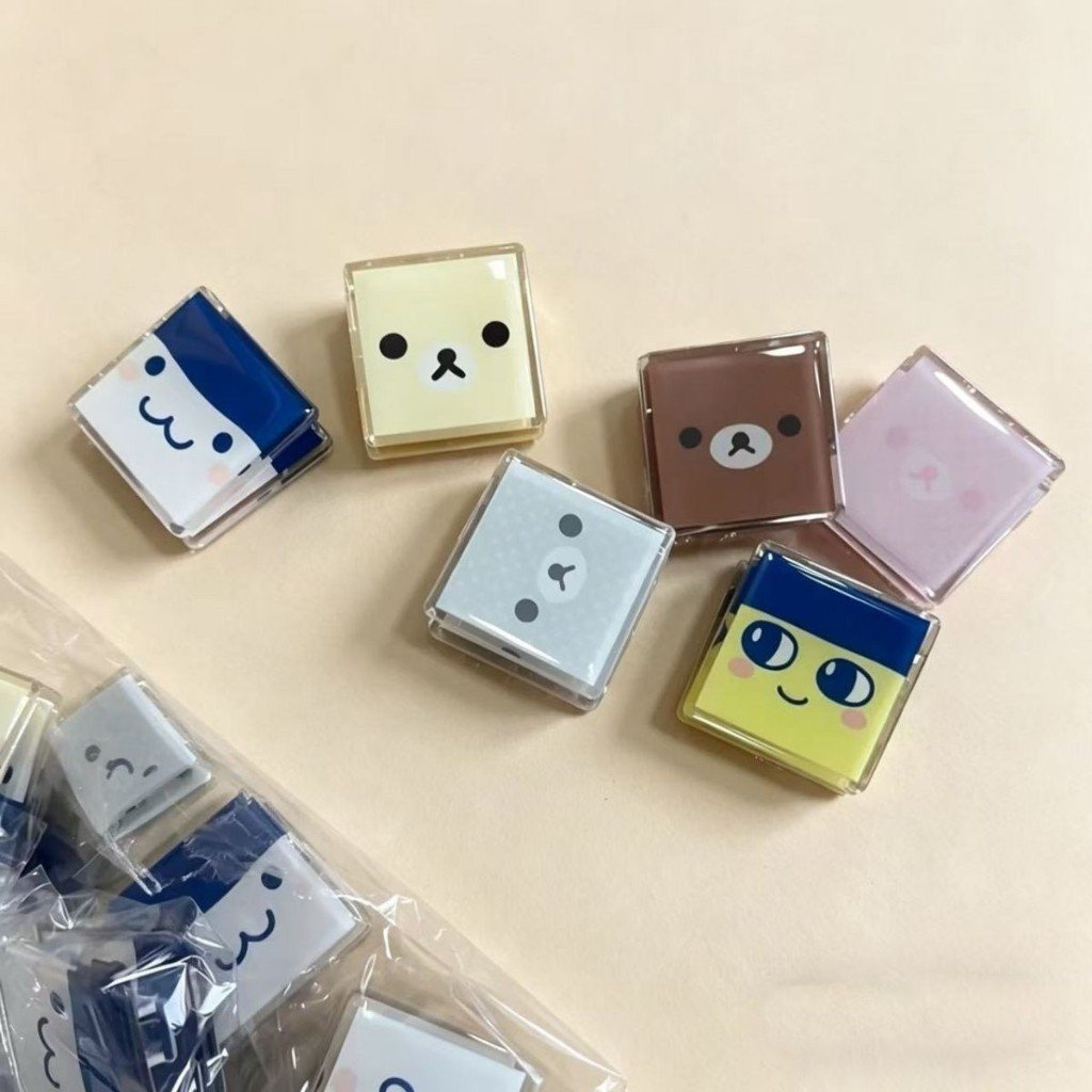 Kawaii Rilakkuma Polka Dot Ice Cube PP Clip Double-Sided Paper Clip for Tamagotchi, Documents & Journaling
