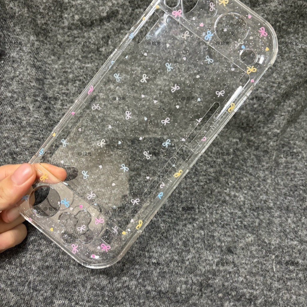 Nintendo Switch Lite Transparent Glitter Polka Dot Hard Case Split Protective Shell Cover - Image 3