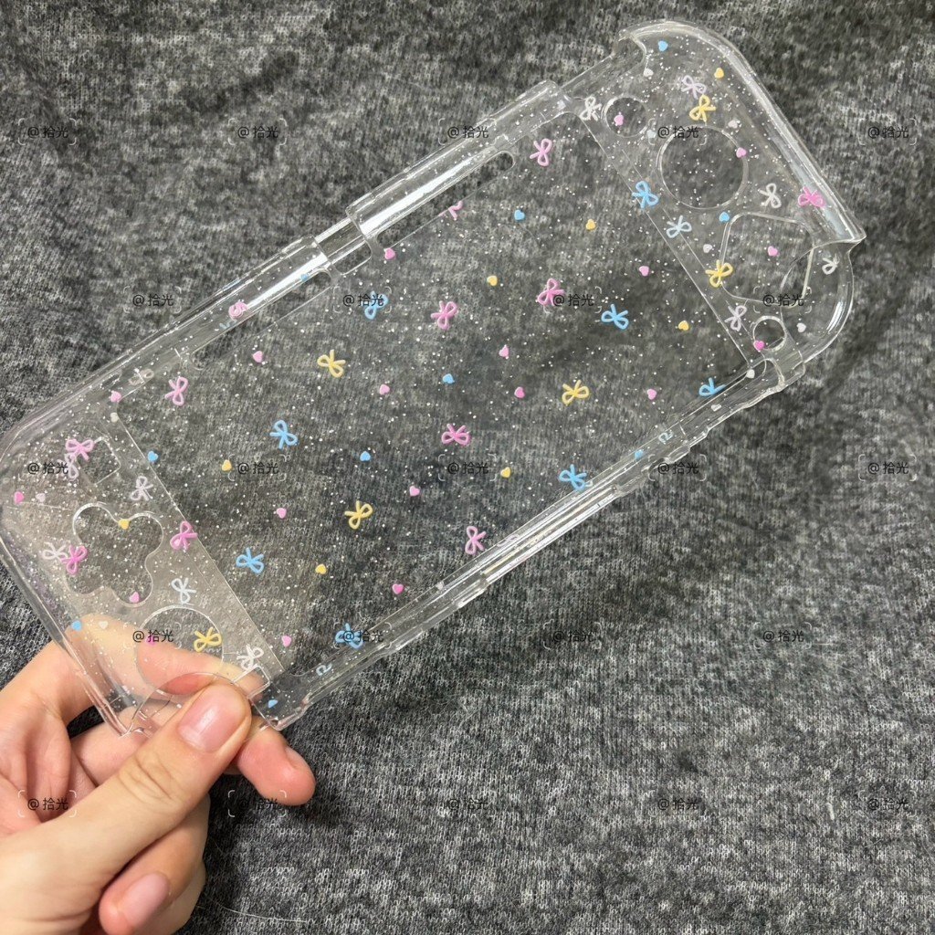 Nintendo Switch Lite Transparent Glitter Polka Dot Hard Case Split Protective Shell Cover - Image 15