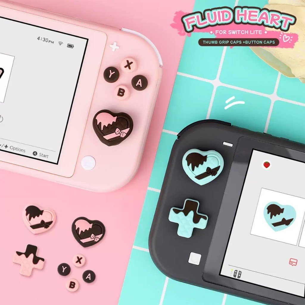 Nintendo Switch Lite Heart Strawberry Chocolate Star Thumb Grip Caps Silicone Joystick Covers