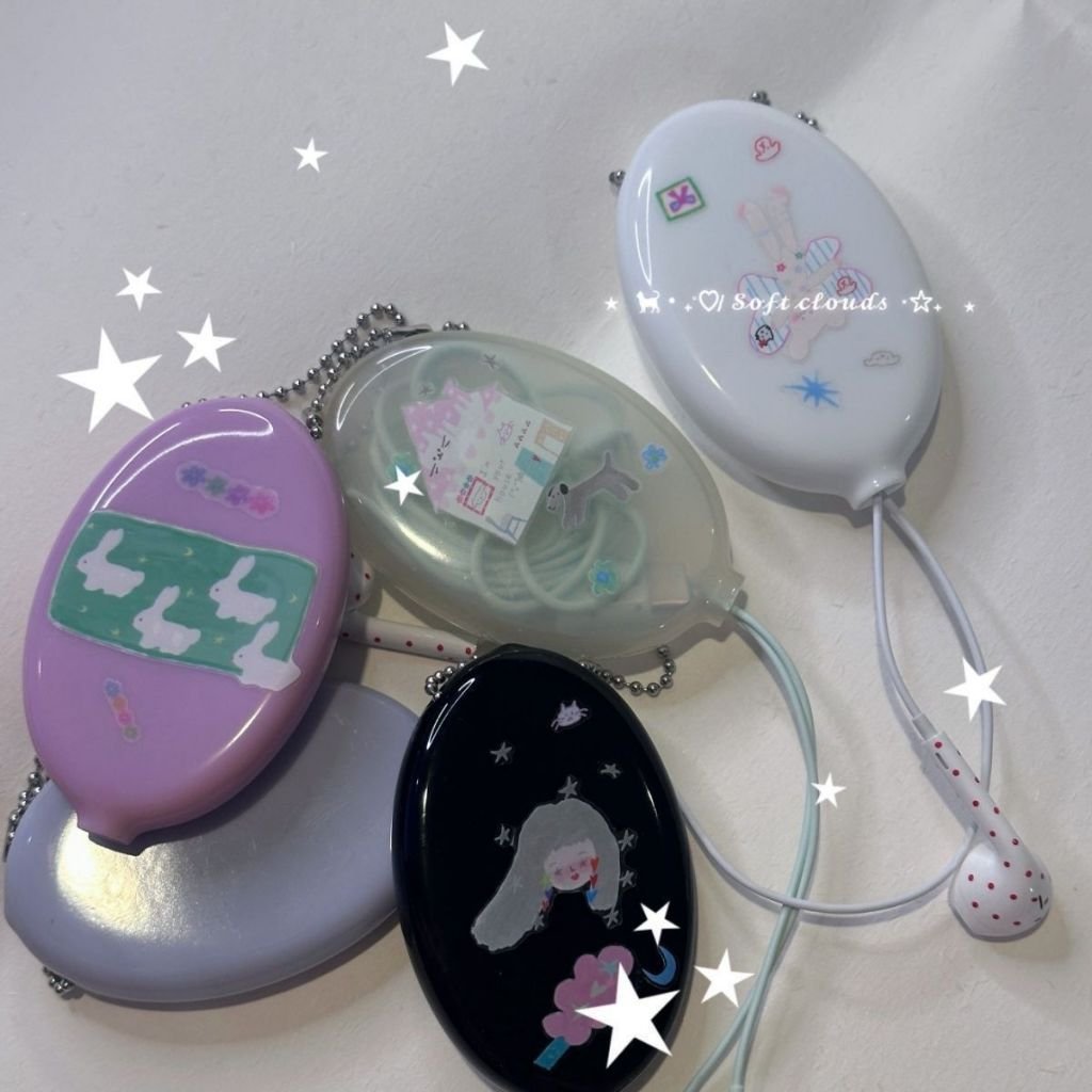Vintage Y2K Star Polka Dot PVC Earphone Storage Pouch Cable Organizer Keychain Multifunctional Bag - Image 2