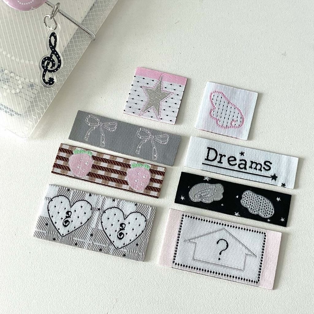 Woven Label Date Sticker Original Journal Decoration Foldable Date Embroidered Cartoon Self-Adhesive Sticker