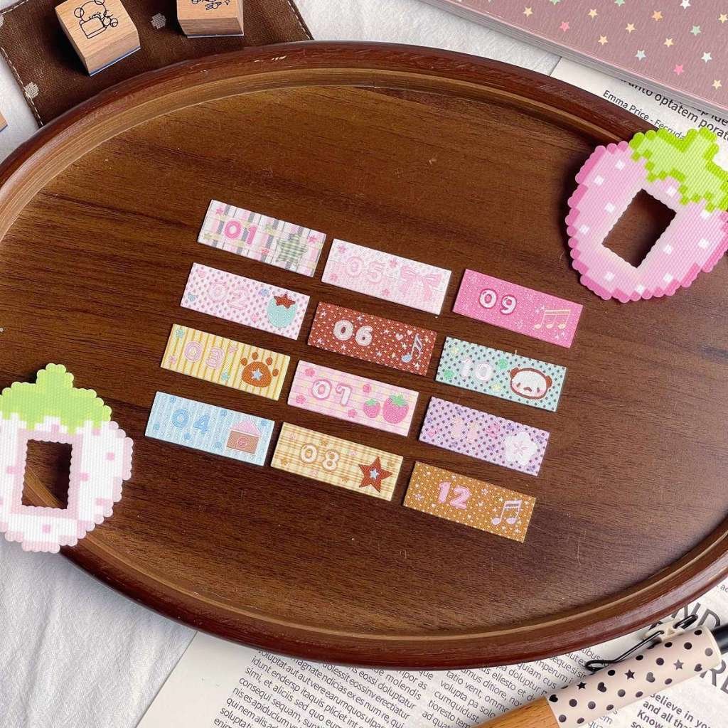 Woven Label Date Sticker Original Journal Decoration Foldable Date Embroidered Cartoon Self-Adhesive Sticker - Image 7