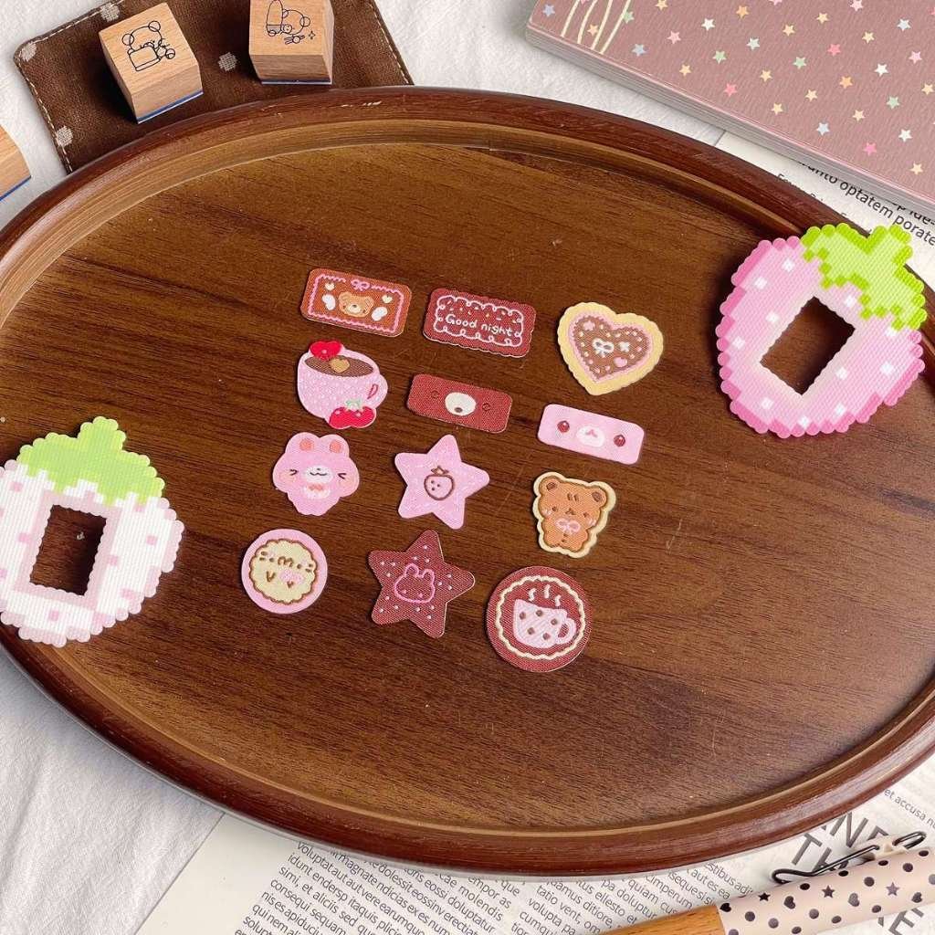 Woven Label Date Sticker Original Journal Decoration Foldable Date Embroidered Cartoon Self-Adhesive Sticker - Image 9