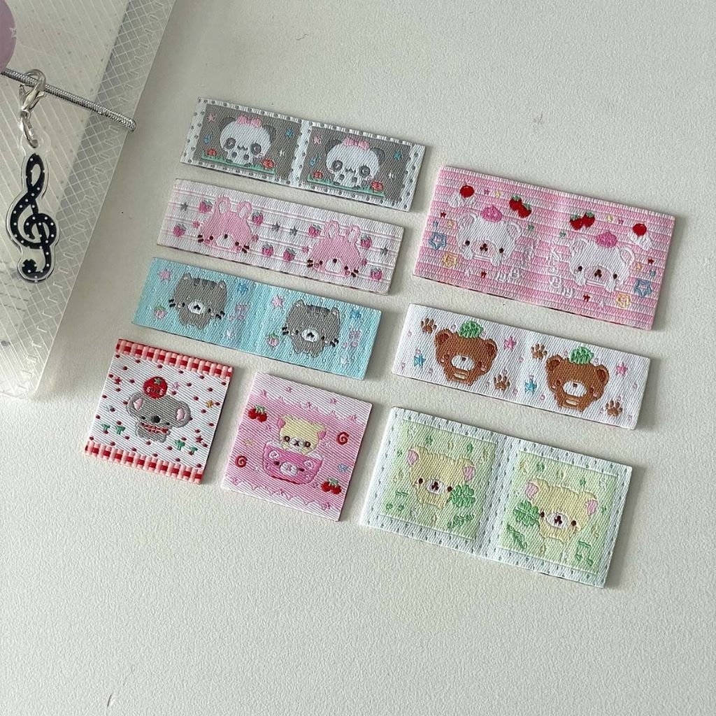 Woven Label Date Sticker Original Journal Decoration Foldable Date Embroidered Cartoon Self-Adhesive Sticker - Image 10