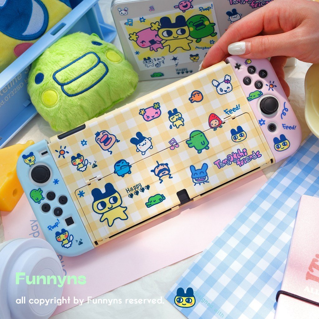 Cute Tamagotchi Color-Block Protective Case for Switch 2 / OLED / Switch / Lite Dust Cover