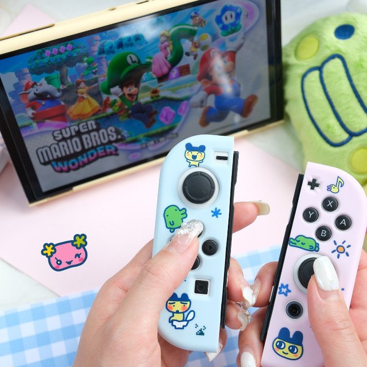 Cute Tamagotchi Color-Block Protective Case for Switch 2 / OLED / Switch / Lite Dust Cover - Image 3