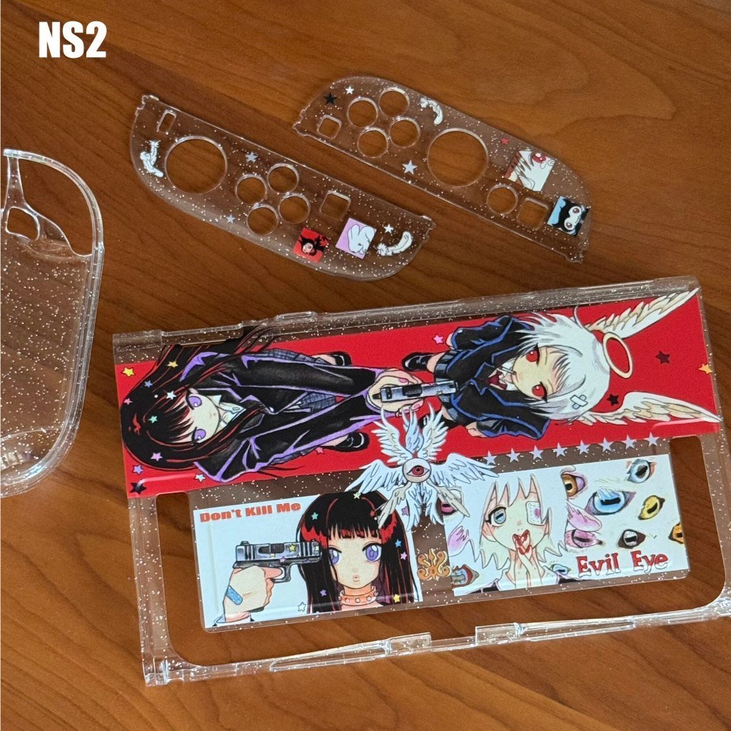 *oliwa* MovieCharacters Original Design Switch Protective Case NS Split Hard Shell Glitter Case - Image 7