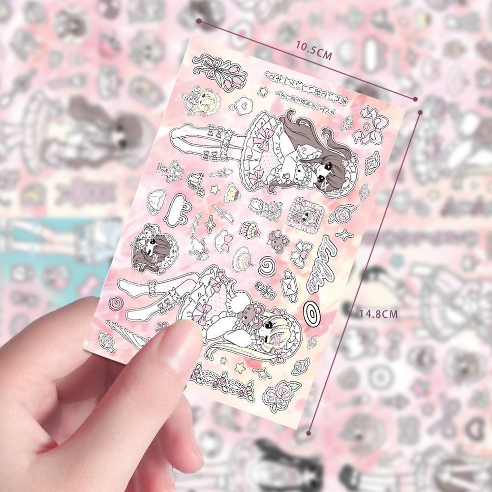 32pcs Sweet Pink Maid Girl Sticker Cards, Cute Cartoon INS Style Waterproof Stickers for Journaling & Scrapbooking - Image 6