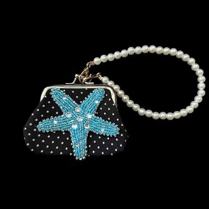 Original Beaded Polka Dot Coin Pouch Y2K Girl Style Starfish Palm Tree Flower Earphone Pouch, Bag Charm & Keychain - Image 5