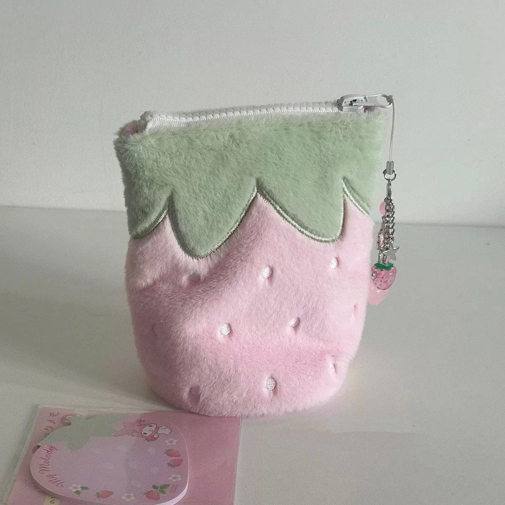ute Strawberry Pencil Case Fresh Style Large Capacity Zipper Pouch, Kawaii Student Stationery Organizer - Image 2