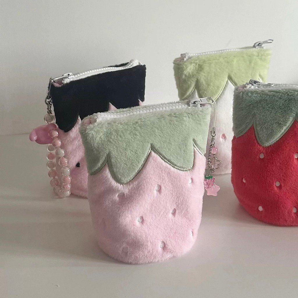 ute Strawberry Pencil Case Fresh Style Large Capacity Zipper Pouch, Kawaii Student Stationery Organizer - Image 5