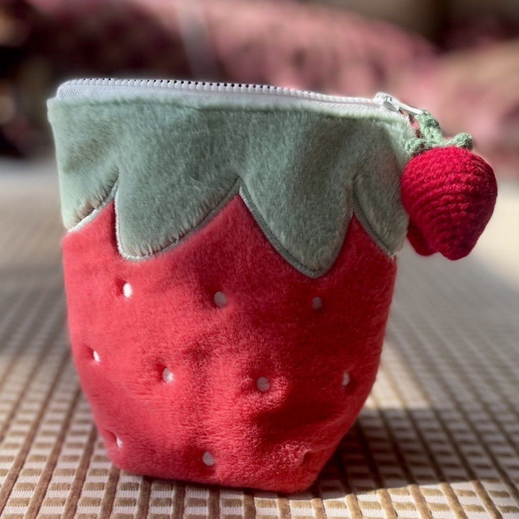 ute Strawberry Pencil Case Fresh Style Large Capacity Zipper Pouch, Kawaii Student Stationery Organizer - Image 7