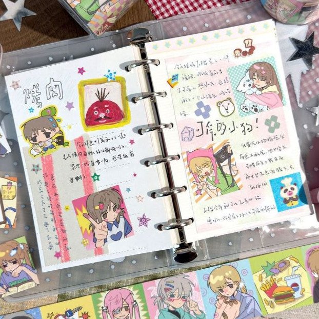 AGUGU Cute Girl Die-Cut Washi Tape – Kawaii Character Journal Decoration Stickers - Image 7