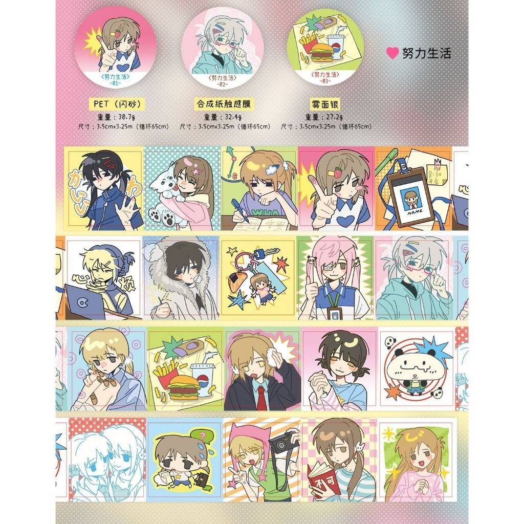 AGUGU Cute Girl Die-Cut Washi Tape – Kawaii Character Journal Decoration Stickers - Image 10