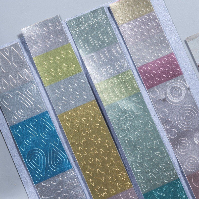 Matte Aluminum Foil Die-Cut Base Collage DIY Journaling Tape Silver Foil Soft Glow Series 4 Designs
