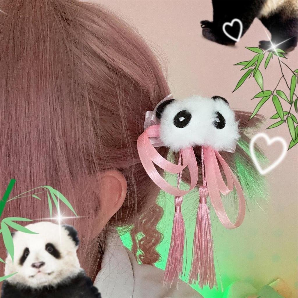 Handmade Panda Hair Accessories Lolita Chinese Style Headpiece Hair Bun Cover Qipao Ancient Chinese Style Tassel Hair Clip