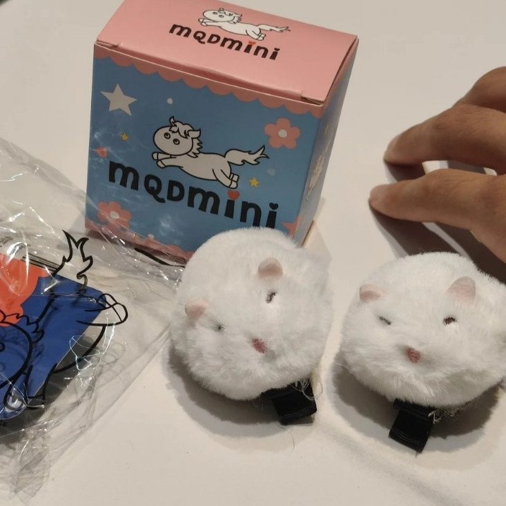 Mini Cute Plush Hamster Hair Clip, Fluffy Soft Kawaii Mouse Hairpin, Japanese Style Side Hair Clip - Image 3