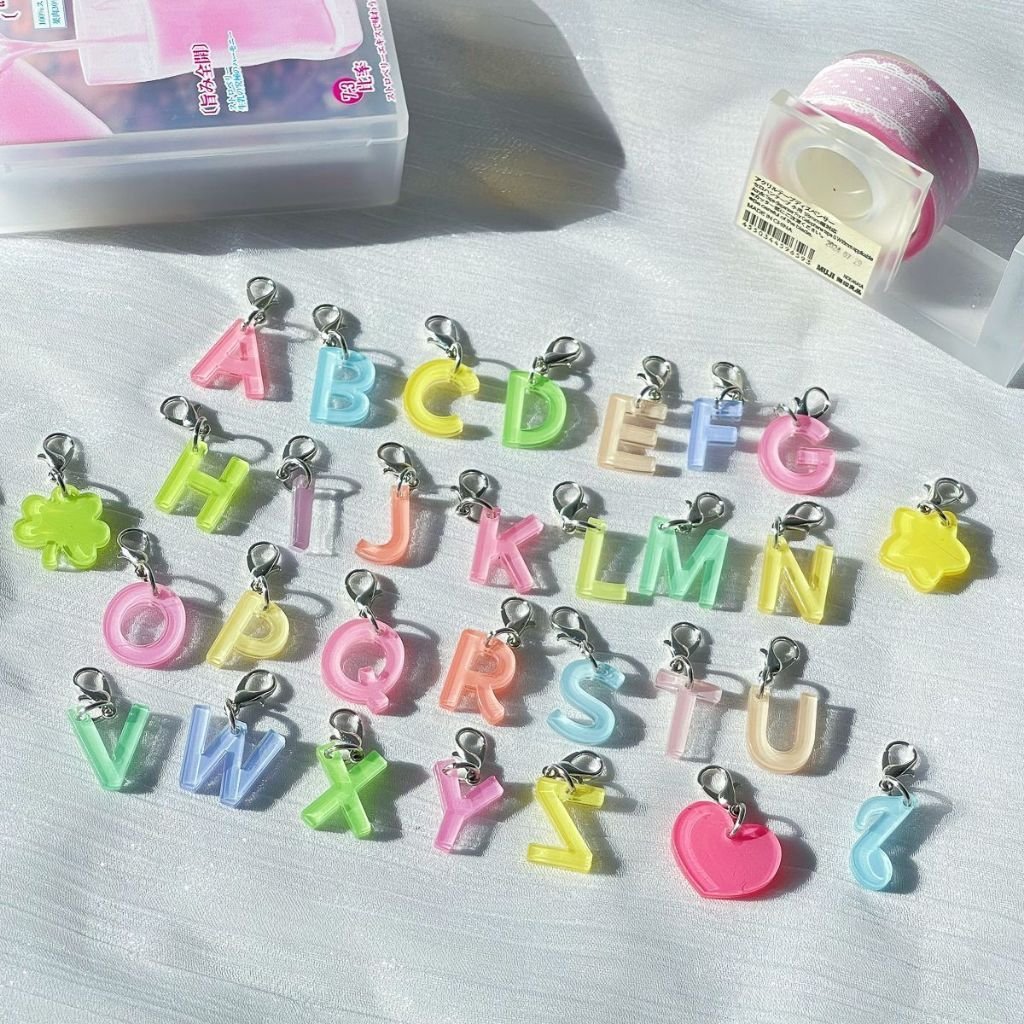 Personalized Name Letter Acrylic Charm, Journaling Decoration Accessory, Handmade DIY Keychain