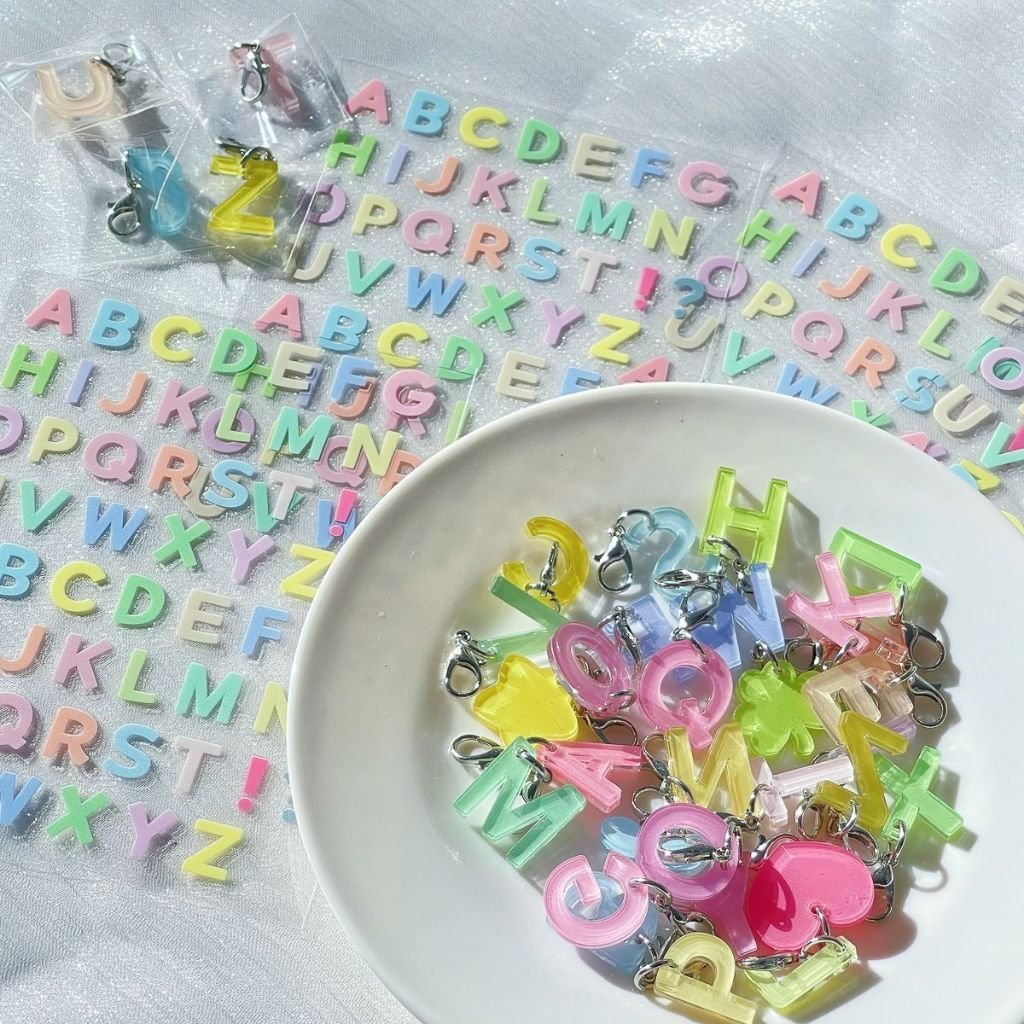 Personalized Name Letter Acrylic Charm, Journaling Decoration Accessory, Handmade DIY Keychain - Image 2