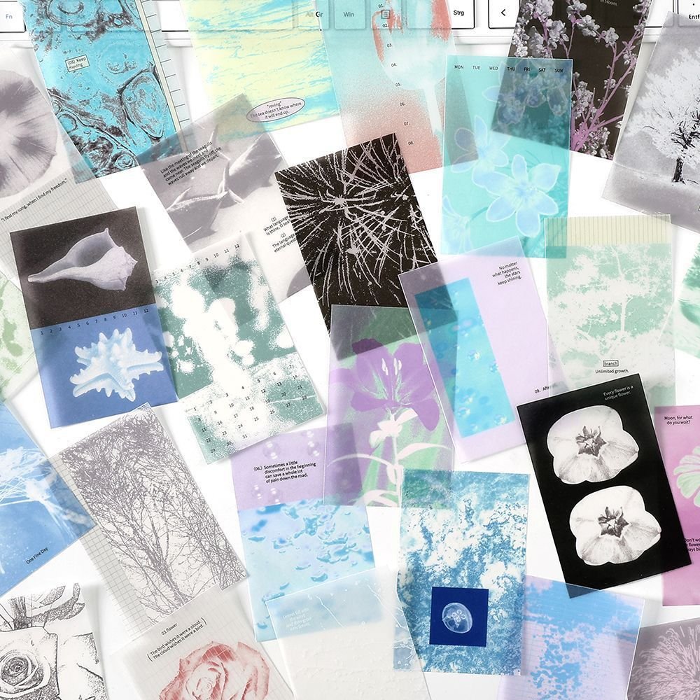 Tracing Paper Material Pack, Slow-Warm Season Series, Instagram-Style Journal Background & Collage Decor