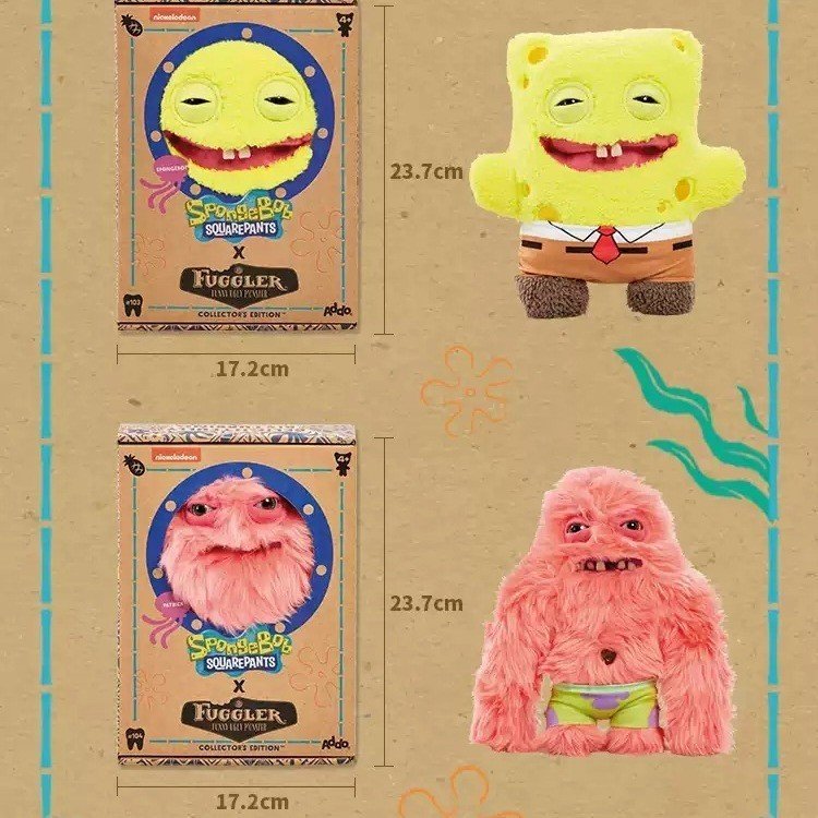 Authentic Licensed FUGGLER x SpongeBob SquarePants Tooth Monster Plush Toy Ugly Cute Funny Stuffed Doll - Image 2