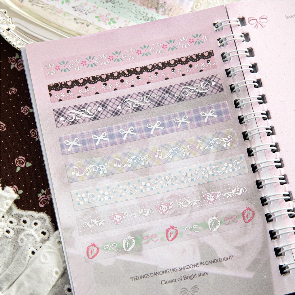 PET 3D Silver Foil Tape Cocoa Rose House Vintage-Style Versatile Journal DIY Background Decorative Stickers - Image 3