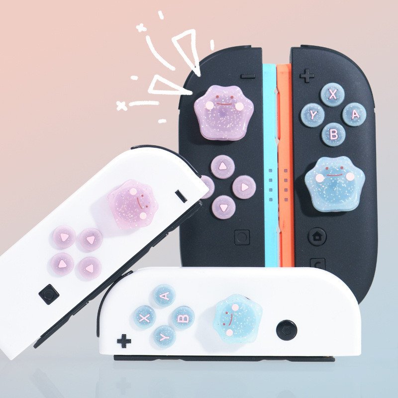 Cute Ditto Thumb Grip Caps for Nintendo Switch Glitter Translucent Silicone Joystick Caps Analog Stick Cover - Image 3