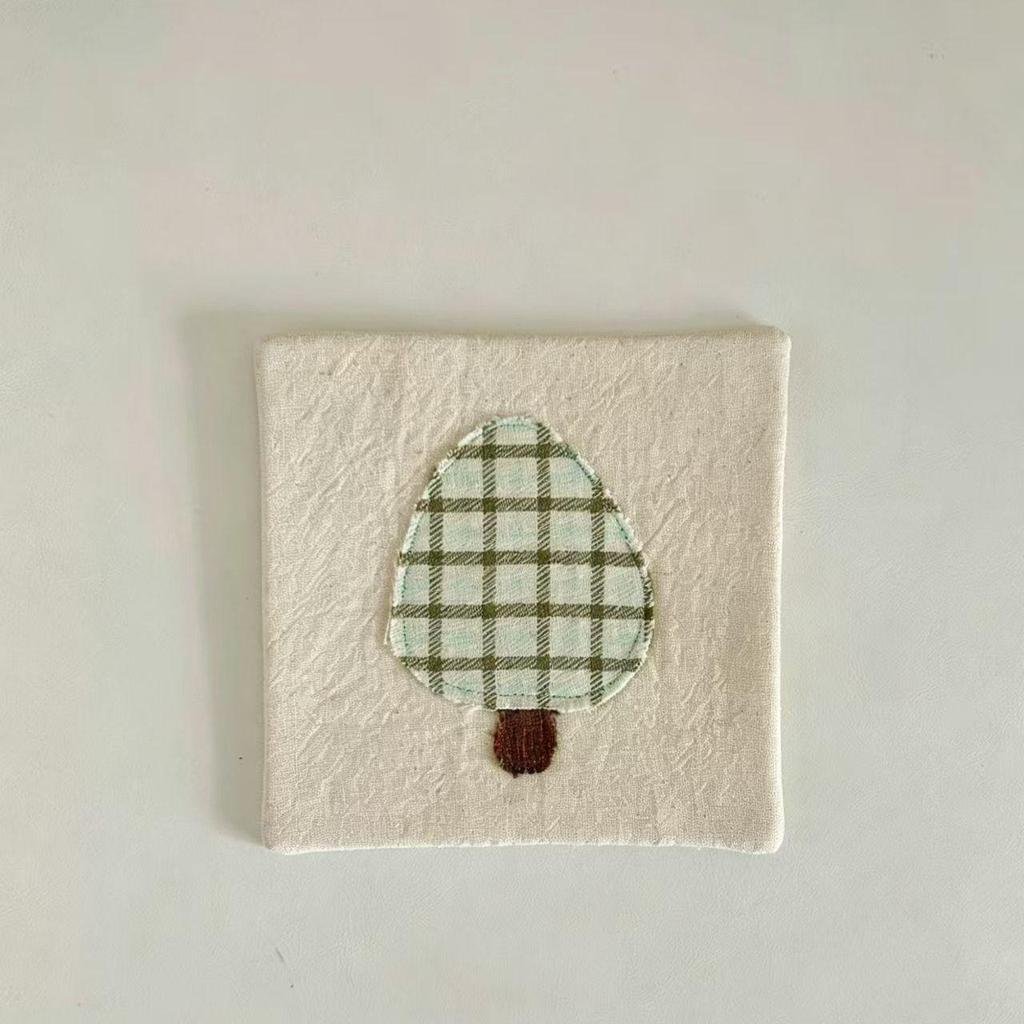 Fresh Fabric Coaster Cute Bird & Green Apple Design, Embroidered Patchwork Table Decor Heat-Resistant Daily Homeware - Image 13