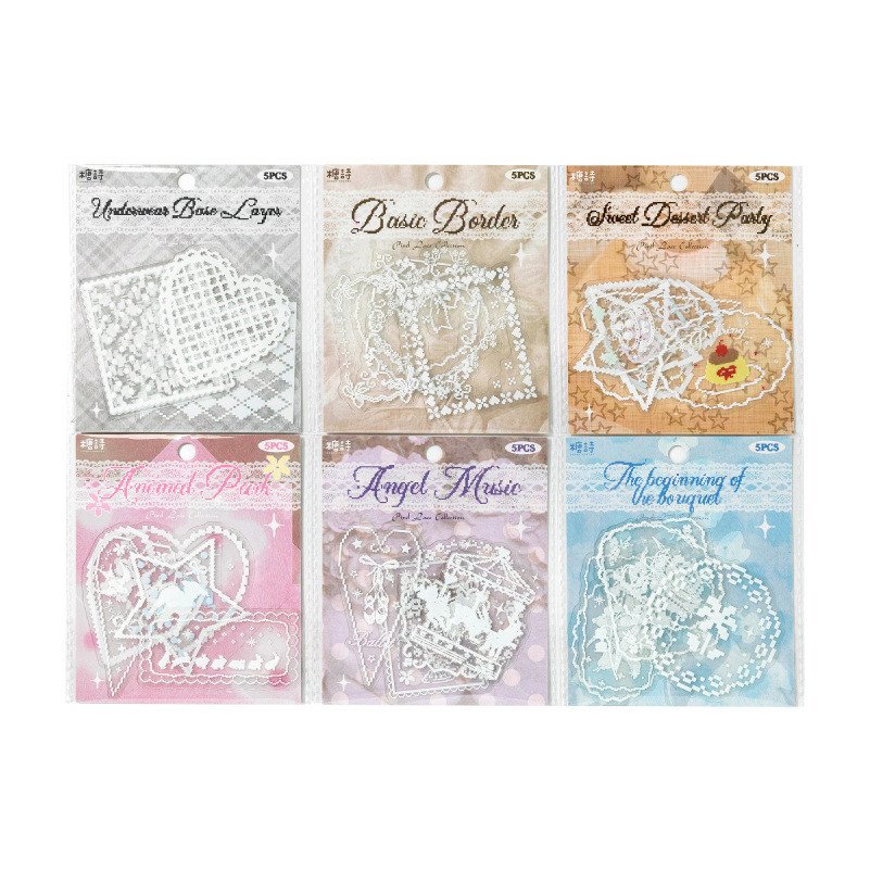 Transfer Sticker Pack Retro Pixel Lace Patterns DIY Journal Collage Decor - Image 9